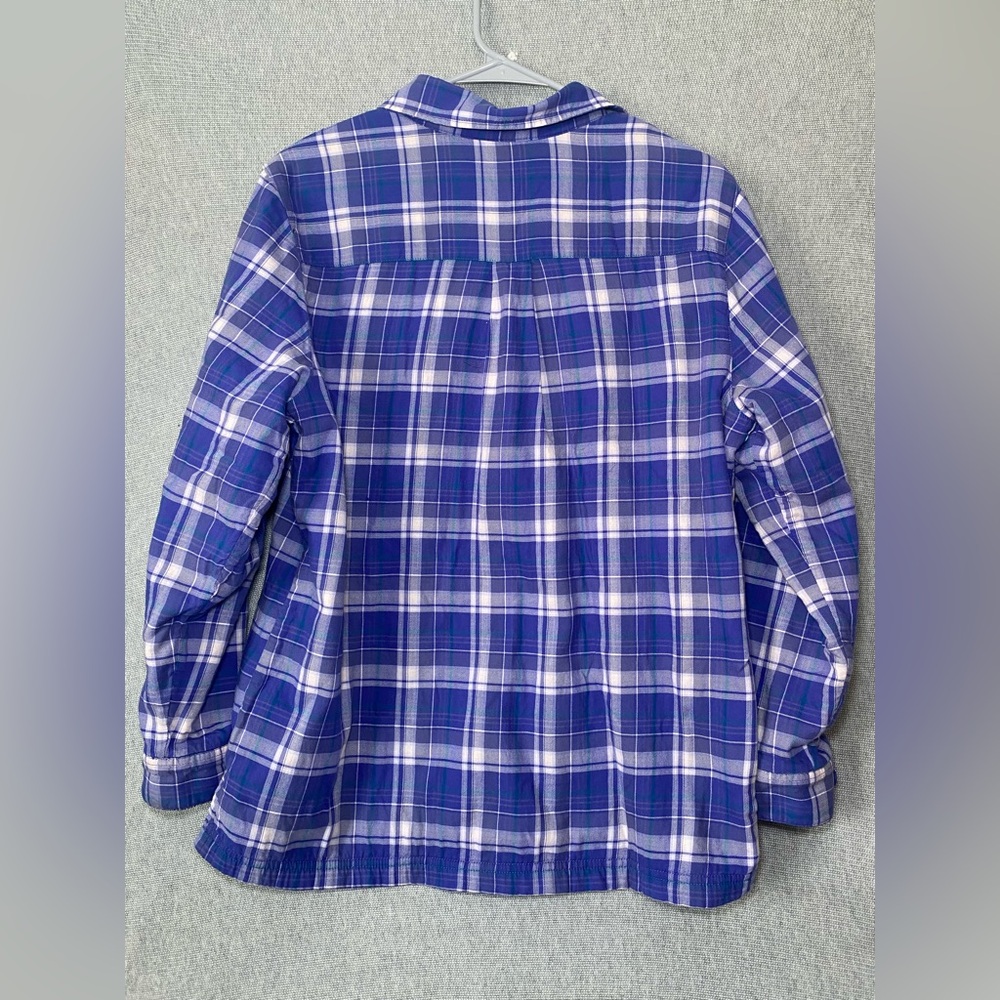 LL Bean Shirt Jacket Women Medium Purple Plaid Fleece Lined - Picture 5 of 10